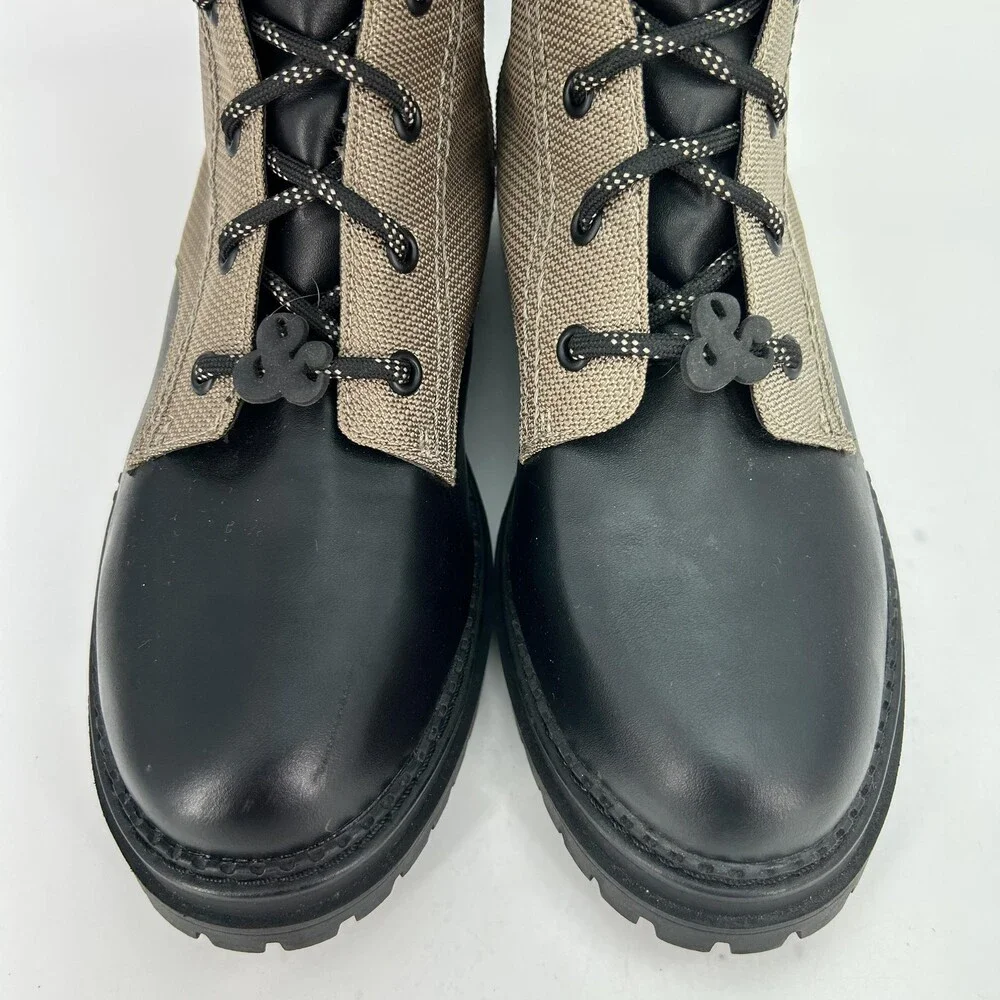 Sam & Libby Boots Womens Size 8.5 Canvas Stella Combat Lace Up Zip Lug Sole
